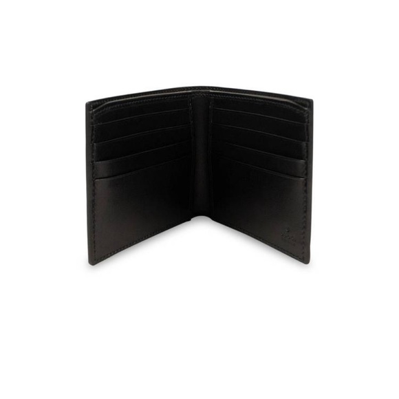 Gucci Men's Smooth Black Leather Gold Logo Imprint Bifold Wallet - Picture 5 of 5